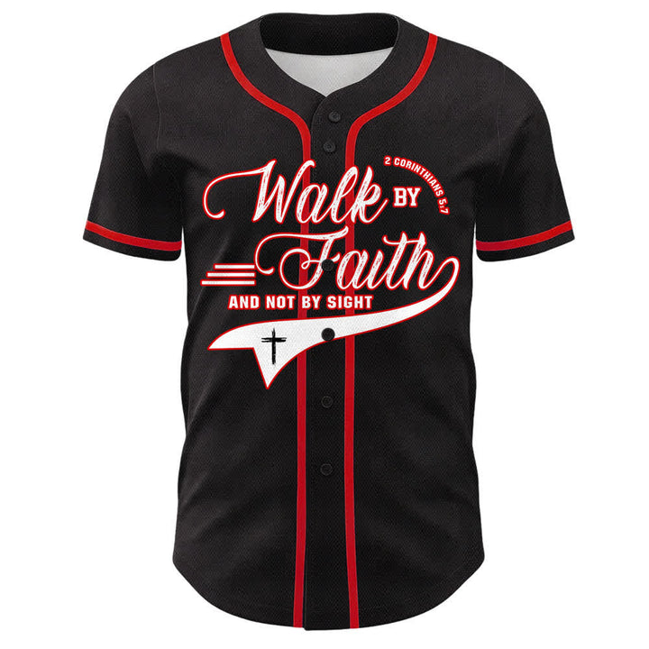 Christianartworkshop Walk By Faith And Not By Sight Cross Scripture Graphic Unisex Baseball Jersey - image 1