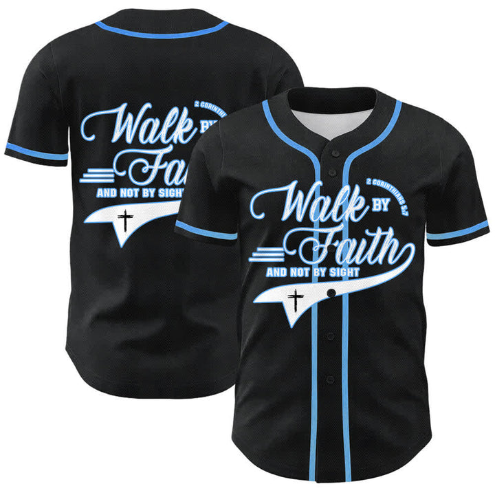 Christianartworkshop Walk By Faith And Not By Sight Cross Scripture Graphic Unisex Baseball Jersey - Sky Blue - 5XL - image 15