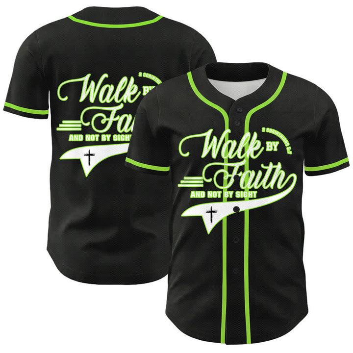 Christianartworkshop Walk By Faith And Not By Sight Cross Scripture Graphic Unisex Baseball Jersey - Green - 5XL - image 21