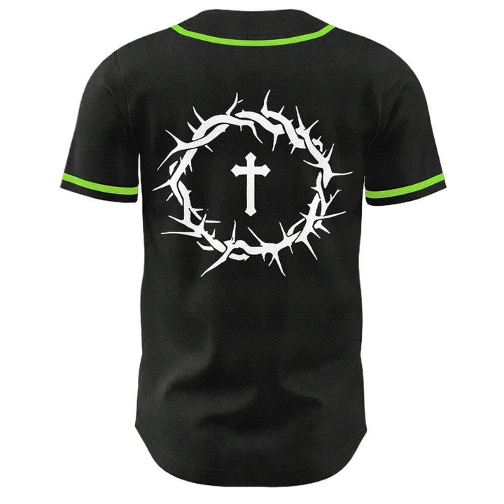 Christianartworkshop Faith Over Fear Crown Of Thorns Cross Scripture Graphic Unisex Baseball Jersey - image 23