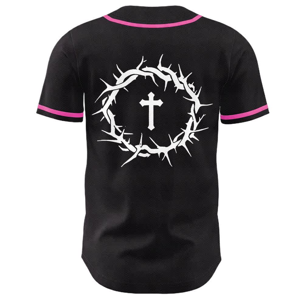 Christianartworkshop Faith Over Fear Crown Of Thorns Cross Scripture Graphic Unisex Baseball Jersey - image 20