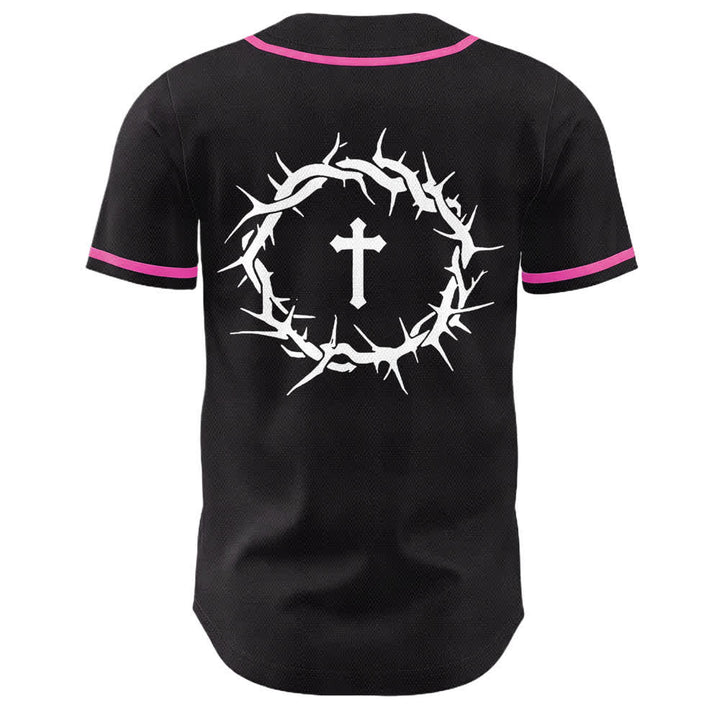 Christianartworkshop Faith Over Fear Crown Of Thorns Cross Scripture Graphic Unisex Baseball Jersey - image 20