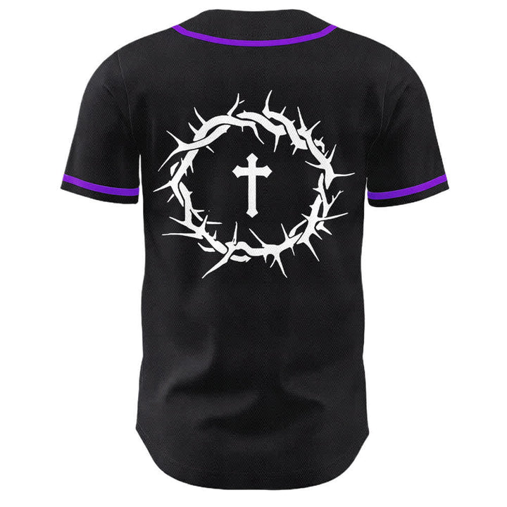 Christianartworkshop Faith Over Fear Crown Of Thorns Cross Scripture Graphic Unisex Baseball Jersey - image 26