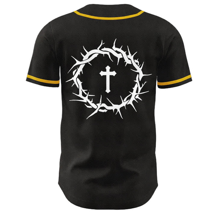 Christianartworkshop Faith Over Fear Crown Of Thorns Cross Scripture Graphic Unisex Baseball Jersey - image 2