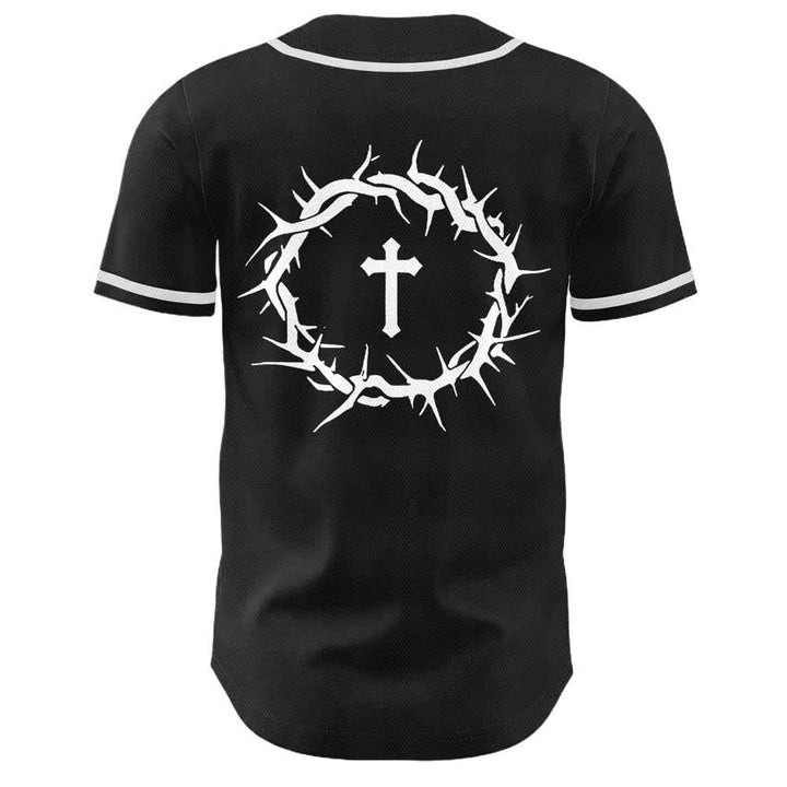 Christianartworkshop Faith Over Fear Crown Of Thorns Cross Scripture Graphic Unisex Baseball Jersey - image 5
