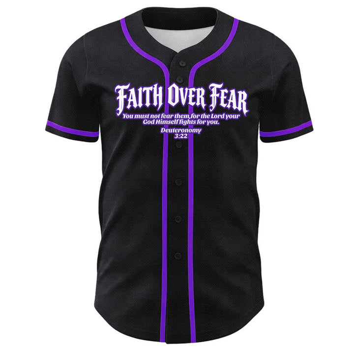 Christianartworkshop Faith Over Fear Crown Of Thorns Cross Scripture Graphic Unisex Baseball Jersey - image 25