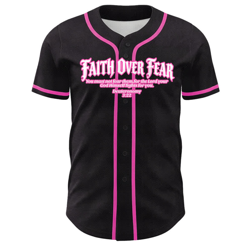 Christianartworkshop Faith Over Fear Crown Of Thorns Cross Scripture Graphic Unisex Baseball Jersey - image 19