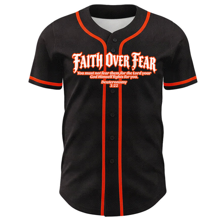 Christianartworkshop Faith Over Fear Crown Of Thorns Cross Scripture Graphic Unisex Baseball Jersey - image 10