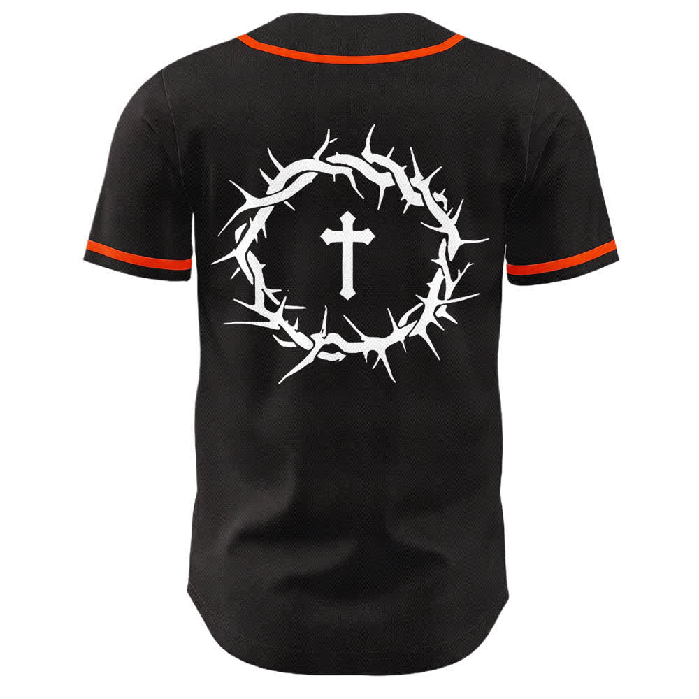 Christianartworkshop Faith Over Fear Crown Of Thorns Cross Scripture Graphic Unisex Baseball Jersey - image 11