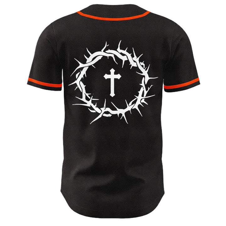Christianartworkshop Faith Over Fear Crown Of Thorns Cross Scripture Graphic Unisex Baseball Jersey - image 11
