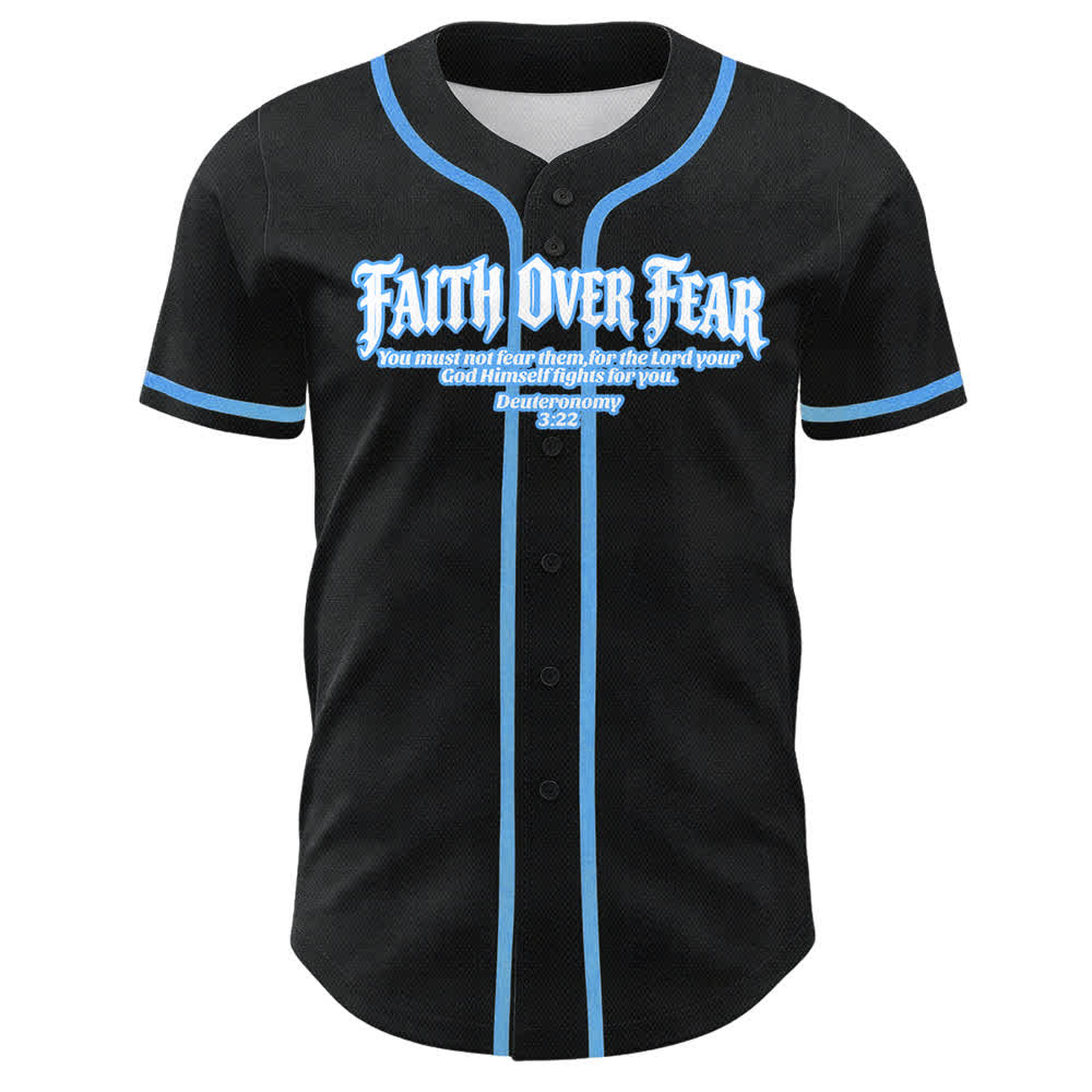 Christianartworkshop Faith Over Fear Crown Of Thorns Cross Scripture Graphic Unisex Baseball Jersey - image 16