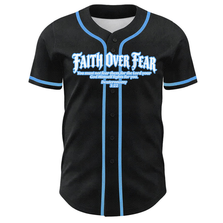 Christianartworkshop Faith Over Fear Crown Of Thorns Cross Scripture Graphic Unisex Baseball Jersey - image 16