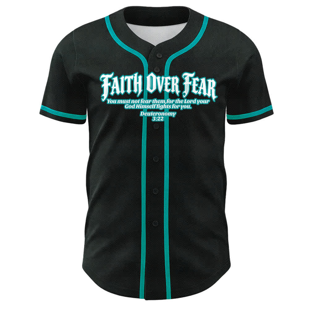 Christianartworkshop Faith Over Fear Crown Of Thorns Cross Scripture Graphic Unisex Baseball Jersey - image 13
