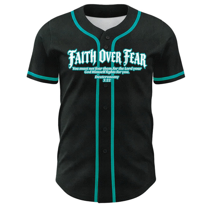 Christianartworkshop Faith Over Fear Crown Of Thorns Cross Scripture Graphic Unisex Baseball Jersey - image 13