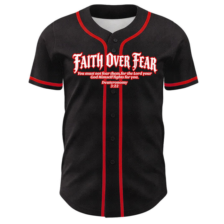 Christianartworkshop Faith Over Fear Crown Of Thorns Cross Scripture Graphic Unisex Baseball Jersey - image 7
