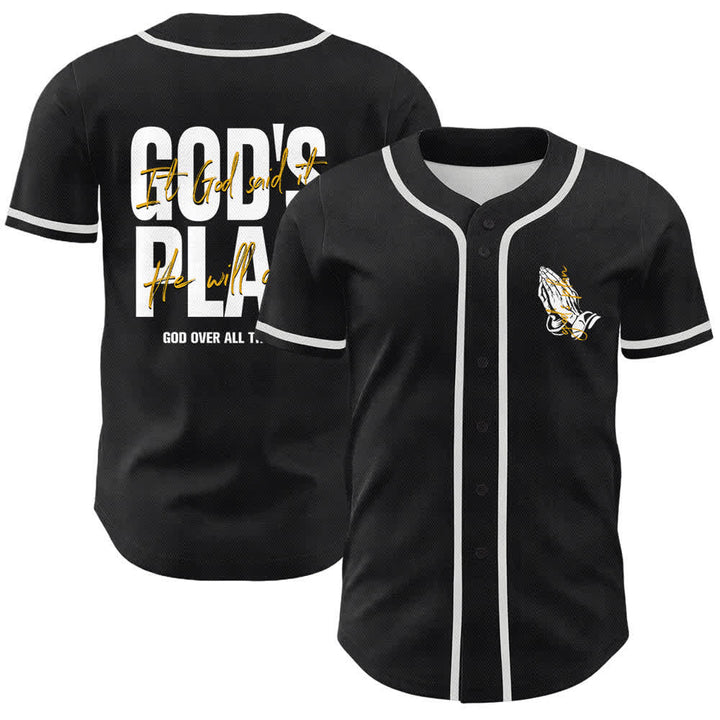 Christianartworkshop God's Plan Praying Hands Faith Slogan Dual Side Printed Unisex Baseball Jersey - White - 5XL - image 0