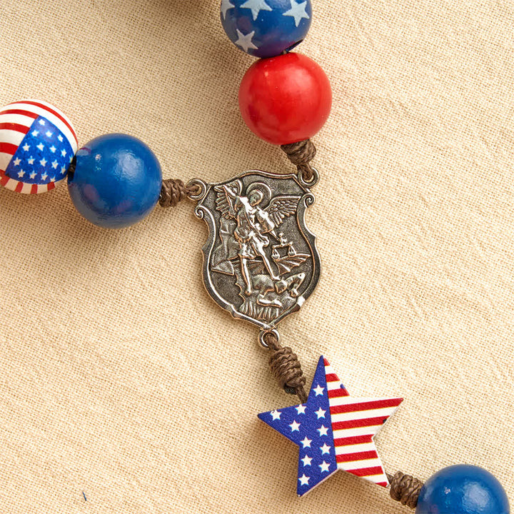 Christianartworkshop Two-Style Patriotic American Flag Cross Rosary with Red White Blue Stars & Stripes Beads - image 15