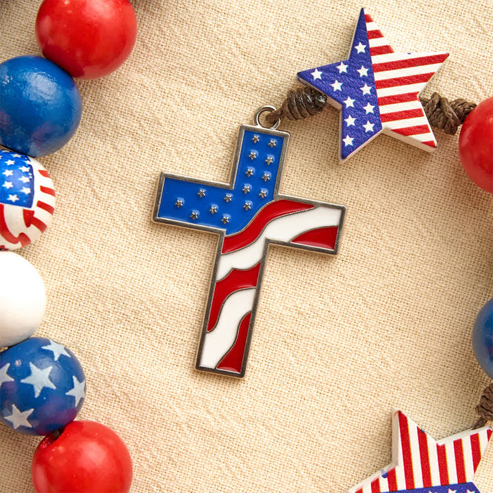 FREE Today: Two-Style Patriotic American Flag Cross Rosary with Red White Blue Stars & Stripes Beads - image 16
