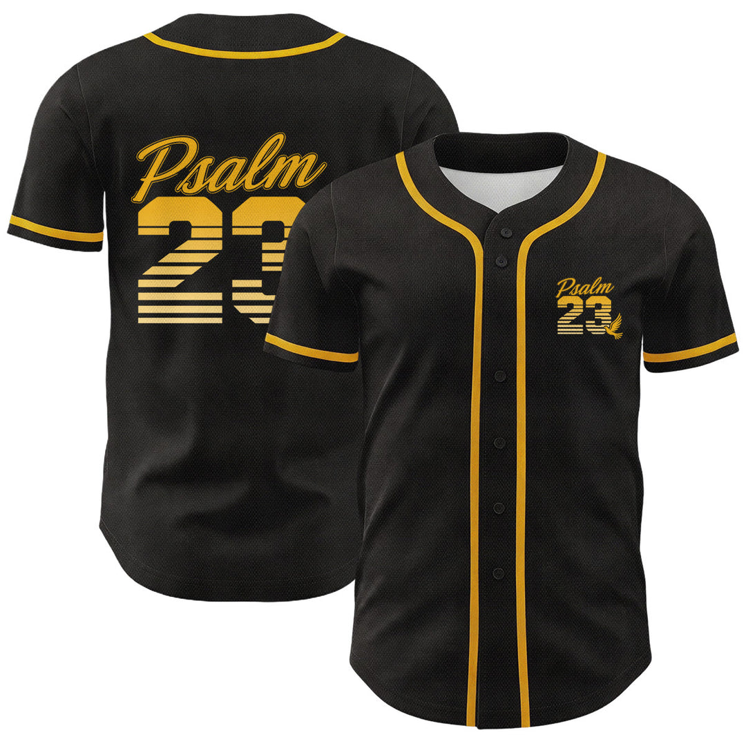 Christianartworkshop Retro Striped Gradient Number Cursive Psalm 23 Unisex Baseball Jersey - Golden - 5XL - image 3