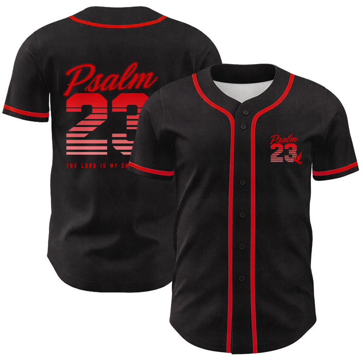 Christianartworkshop Retro Striped Gradient Number Cursive Psalm 23 Unisex Baseball Jersey - Red - 5XL - image 9