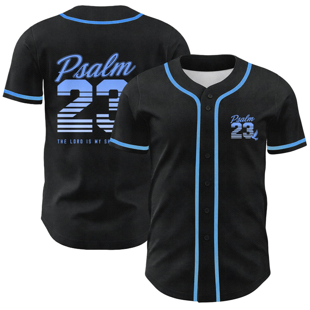 Christianartworkshop Retro Striped Gradient Number Cursive Psalm 23 Unisex Baseball Jersey - Sky Blue - 5XL - image 0