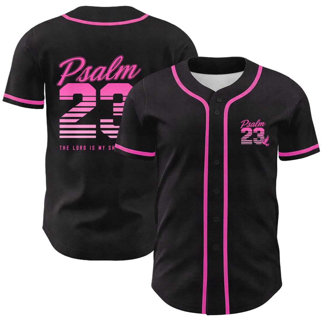 Christianartworkshop Retro Striped Gradient Number Cursive Psalm 23 Unisex Baseball Jersey - Pink - 5XL - image 18
