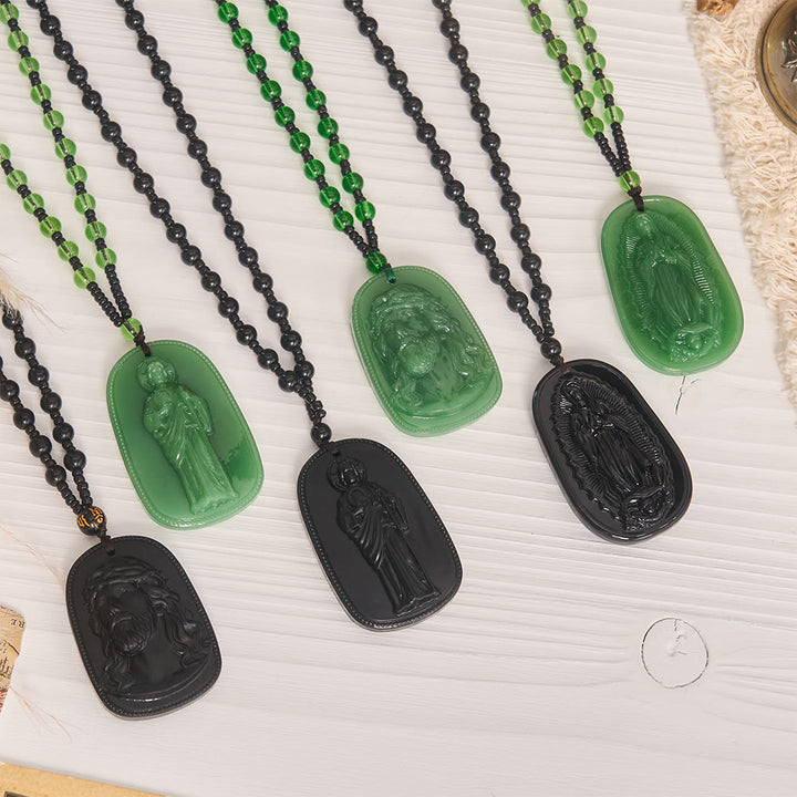 FREE Today: Relief‑Molded Holy Portrait Beaded Necklace: Token of Serene Divine Solace for Daily Devotion - image 1