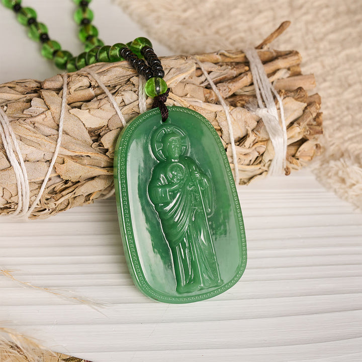 FREE Today: Relief‑Molded Holy Portrait Beaded Necklace: Token of Serene Divine Solace for Daily Devotion - Green - St. Jude - image 10