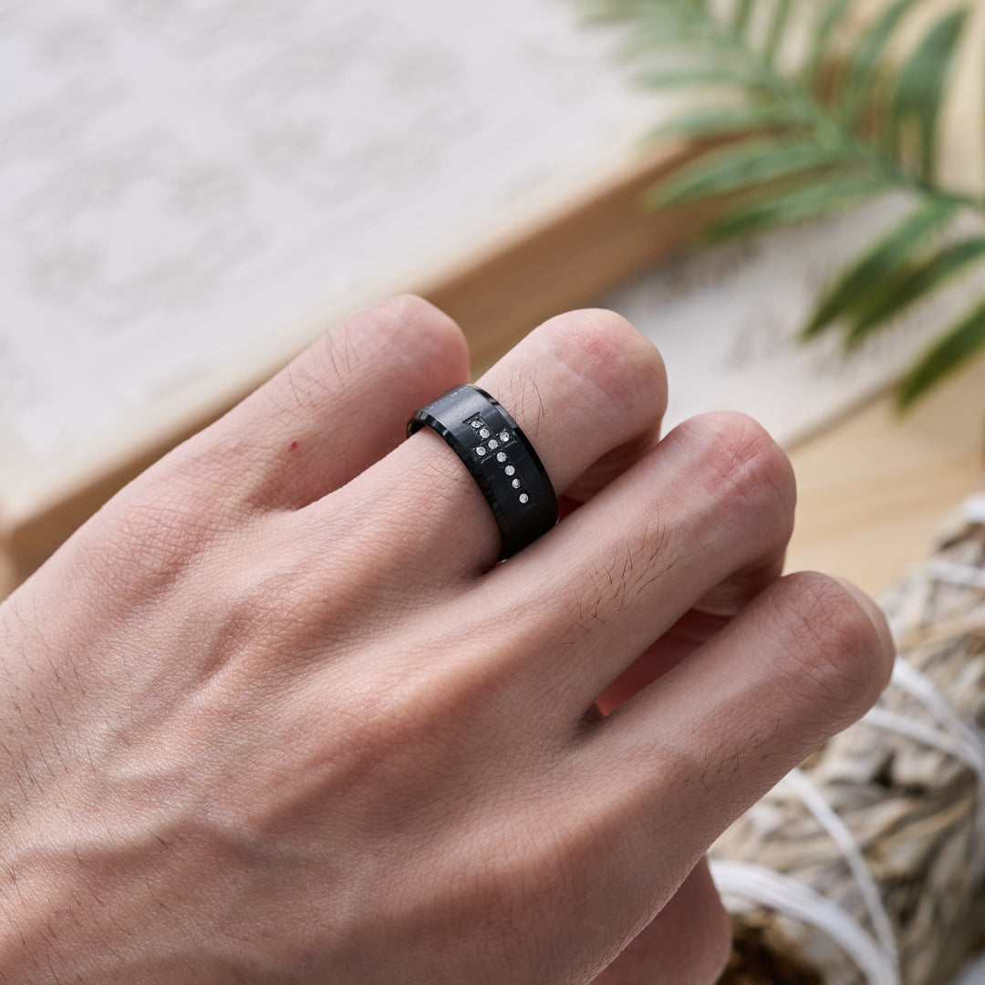 FREE Today: Sleek Wide Band Jeweled Cross Ring: Token of Calming Divine Guidance - image 2