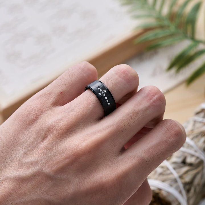FREE Today: Sleek Wide Band Jeweled Cross Ring: Token of Calming Divine Guidance - image 2