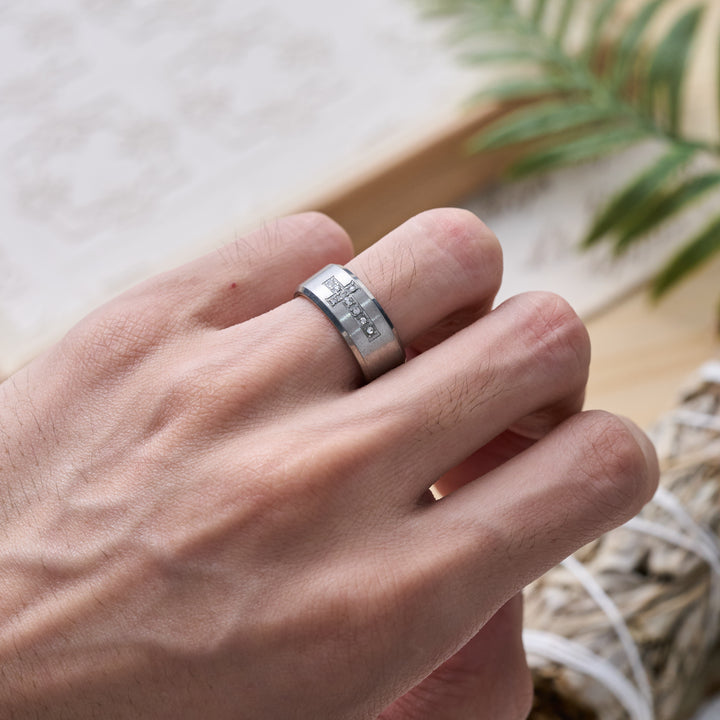 FREE Today: Sleek Wide Band Jeweled Cross Ring: Token of Calming Divine Guidance - image 8