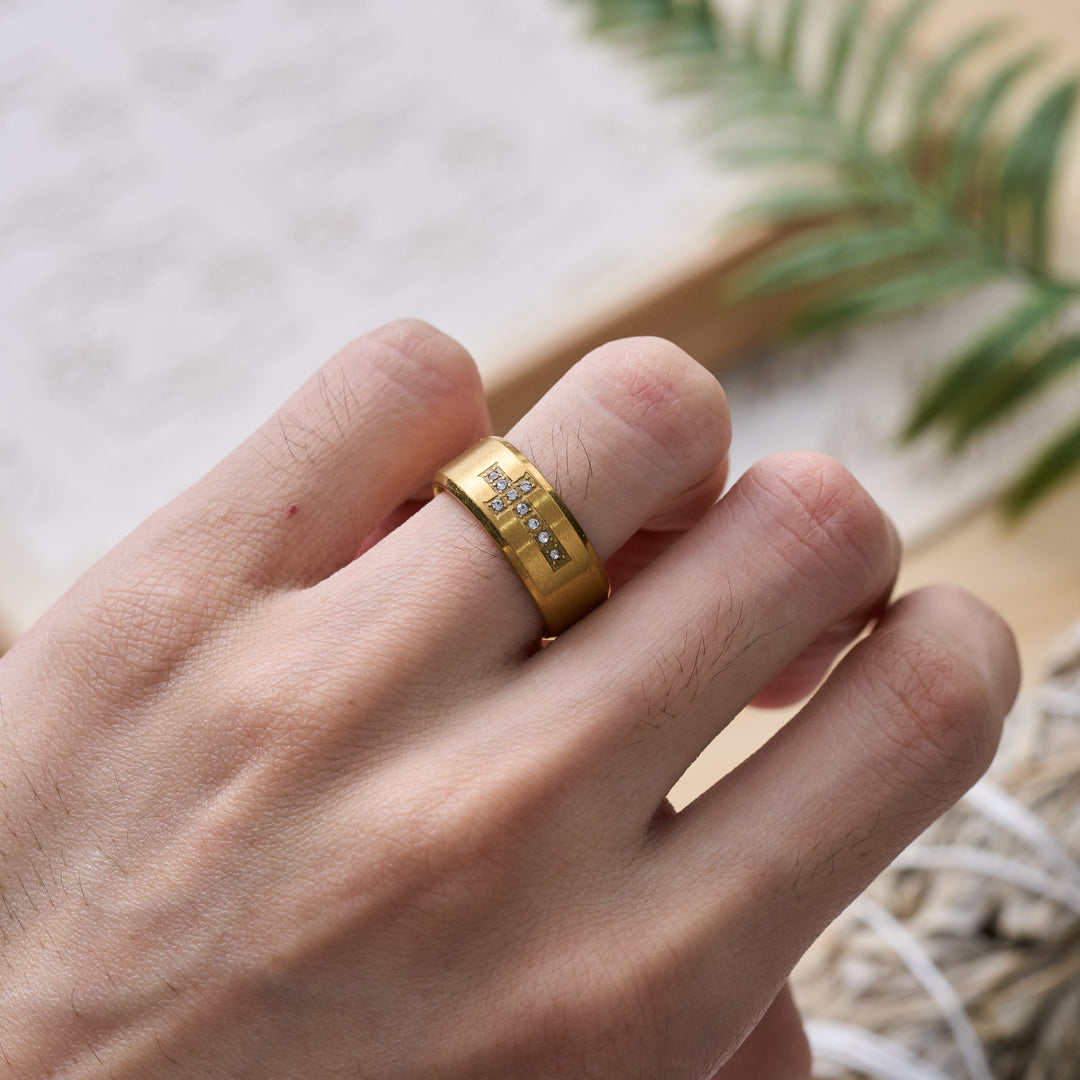 FREE Today: Sleek Wide Band Jeweled Cross Ring: Token of Calming Divine Guidance - image 5