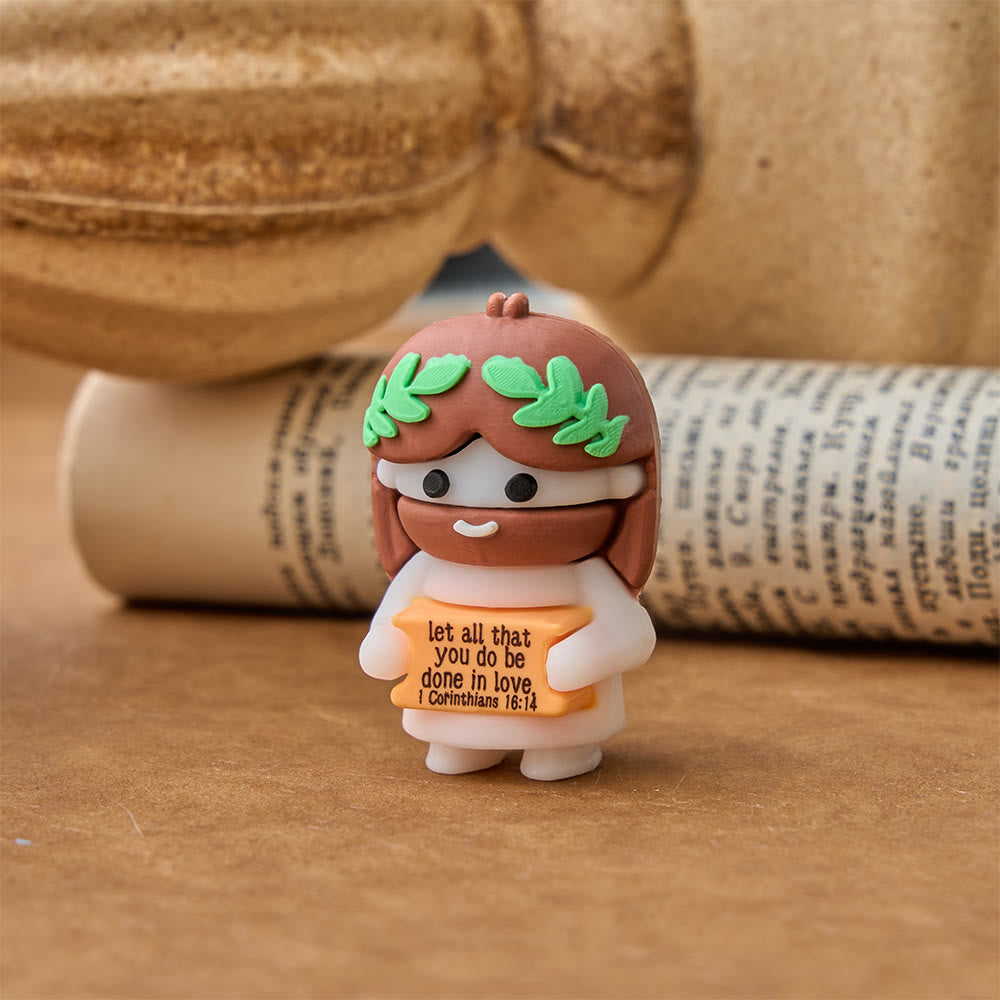 Christianartworkshop Mini Jesus Figurine Ornaments: Cute Scripture Plaque Desktop Decor, Emblem of Tender Heavenly Love - image 4