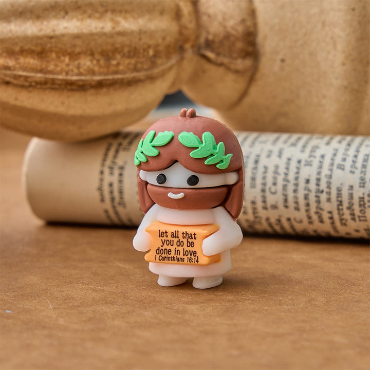 Christianartworkshop Mini Jesus Figurine Ornaments: Cute Scripture Plaque Desktop Decor, Emblem of Tender Heavenly Love - image 4