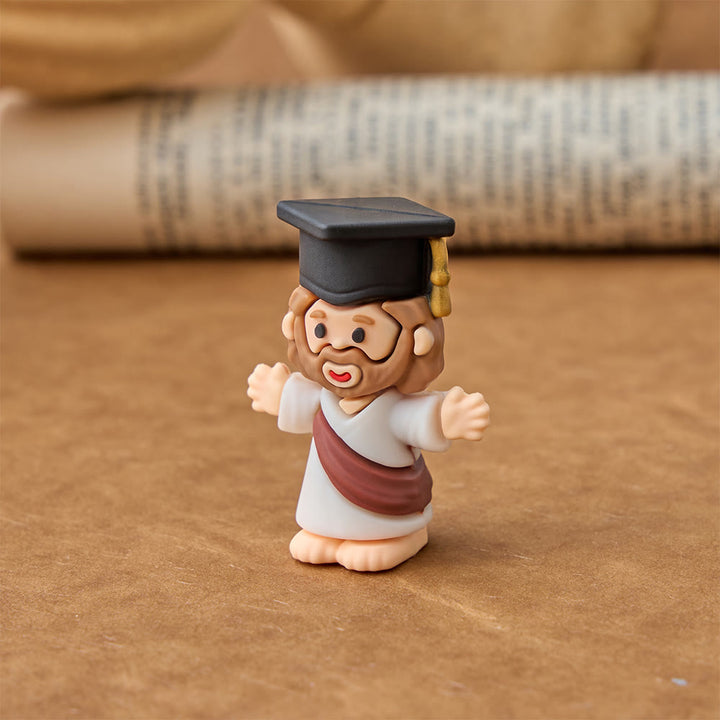Christianartworkshop Mini Jesus Figurine Ornaments: Graduation Cap Open-Arm PVC Decor, Emblem of Hopeful Heavenly Blessing - image 3
