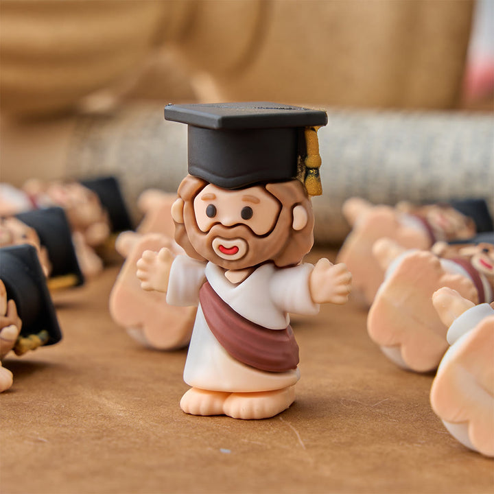 Christianartworkshop Mini Jesus Figurine Ornaments: Graduation Cap Open-Arm PVC Decor, Emblem of Hopeful Heavenly Blessing - image 4