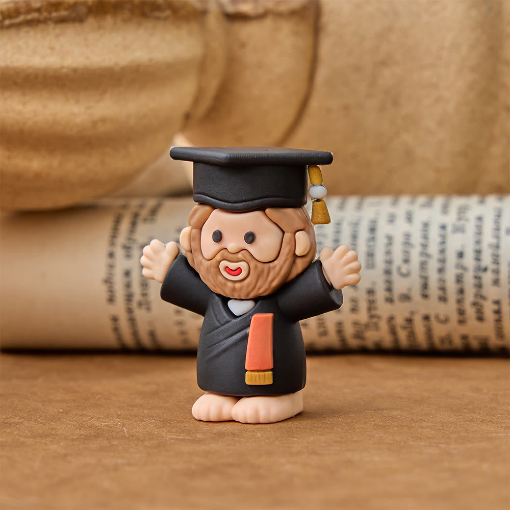 Christianartworkshop Mini Jesus Figurine Ornaments: Graduation Cap Open-Arm PVC Decor, Emblem of Hopeful Heavenly Blessing - image 8
