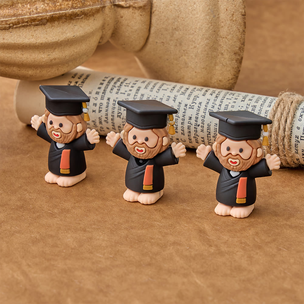 Christianartworkshop Mini Jesus Figurine Ornaments: Graduation Cap Open-Arm PVC Decor, Emblem of Hopeful Heavenly Blessing - image 7
