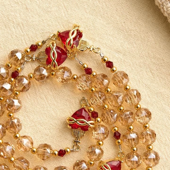 FREE Today: Champagne Faceted Glass Rosary With Sacred Heart Charms: Emblem of Enduring Divine Love - image 5
