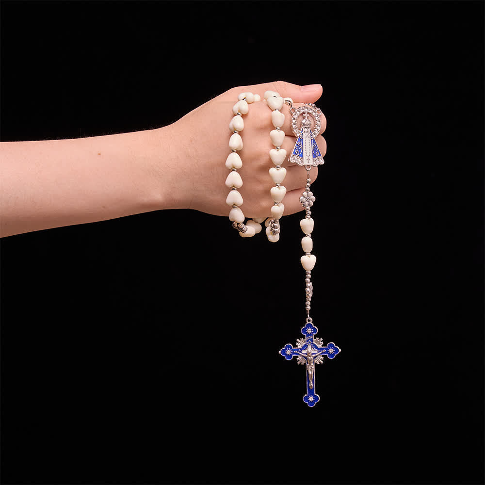 Christianartworkshop Soft Heart-Shaped Bead Our Lady of Aparecida Rosary With Enamel Crucifix: Emblem of Pure Heavenly Love - image 1