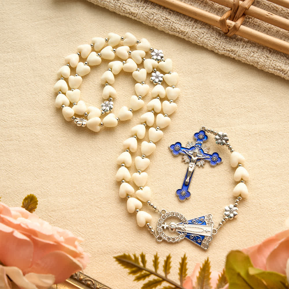 Christianartworkshop Soft Heart-Shaped Bead Our Lady of Aparecida Rosary With Enamel Crucifix: Emblem of Pure Heavenly Love - image 4