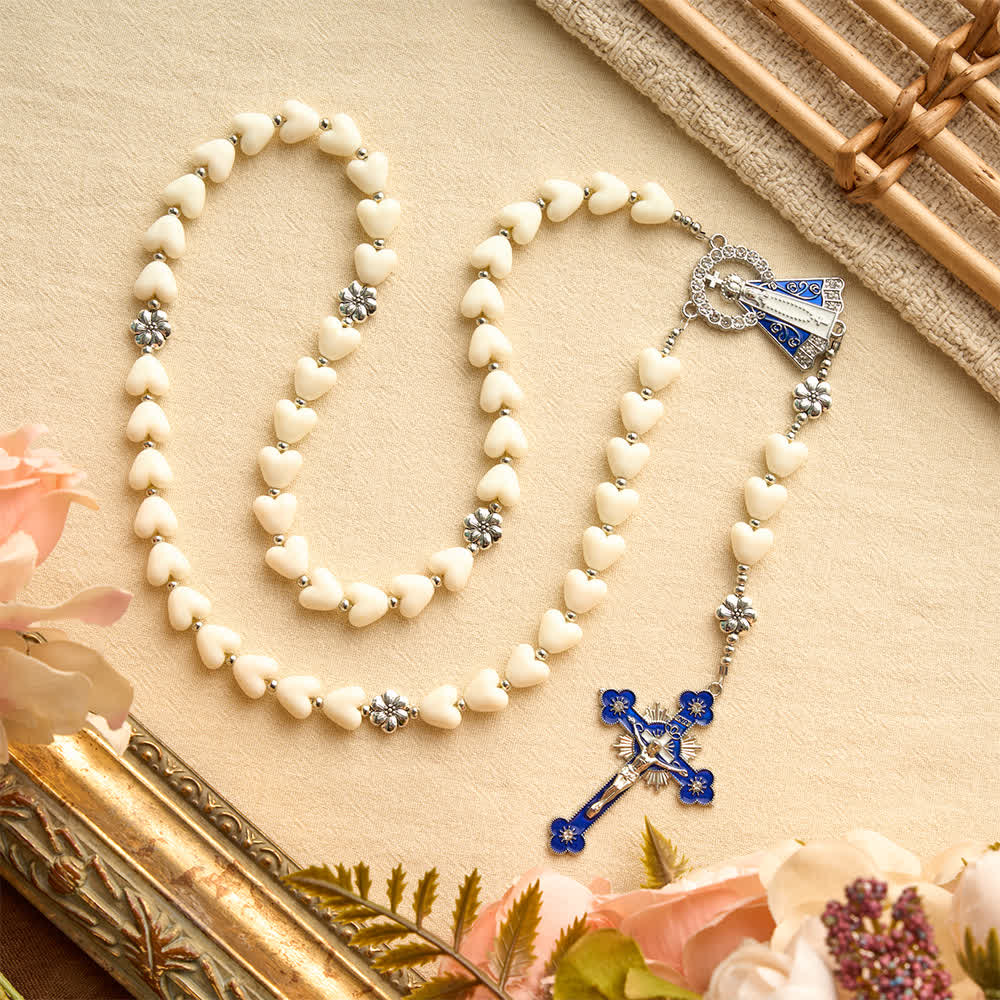 Christianartworkshop Soft Heart-Shaped Bead Our Lady of Aparecida Rosary With Enamel Crucifix: Emblem of Pure Heavenly Love - image 3