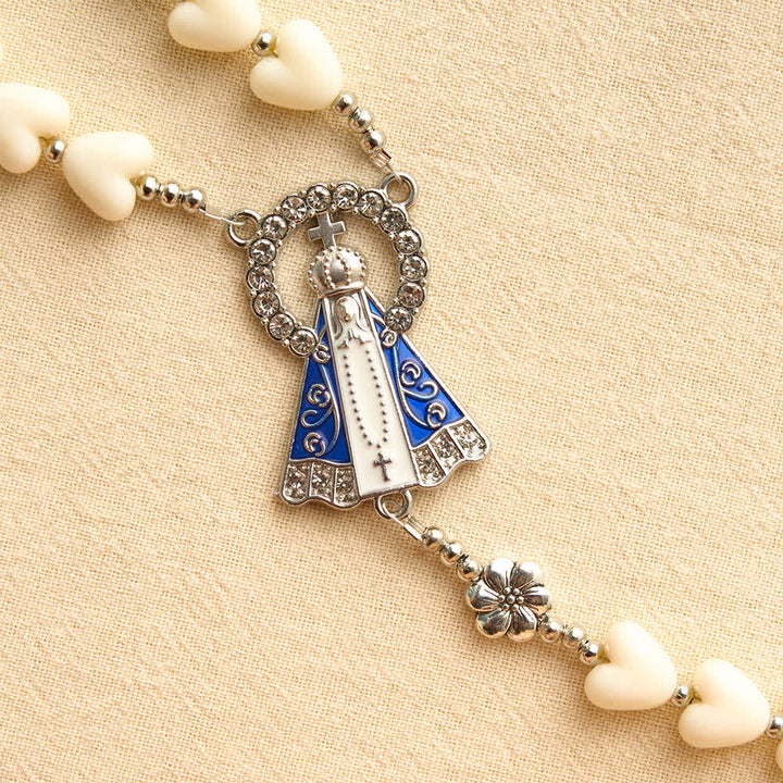 Christianartworkshop Soft Heart-Shaped Bead Our Lady of Aparecida Rosary With Enamel Crucifix: Emblem of Pure Heavenly Love - image 6