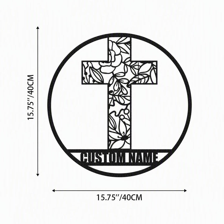 Christianartworkshop Laser Cut Floral Cross Personalized Metal Wall Decor: Token of Peace and New Life - 15.75''*15.75''*0.04''/40cm*40cm*0.1cm - image 8