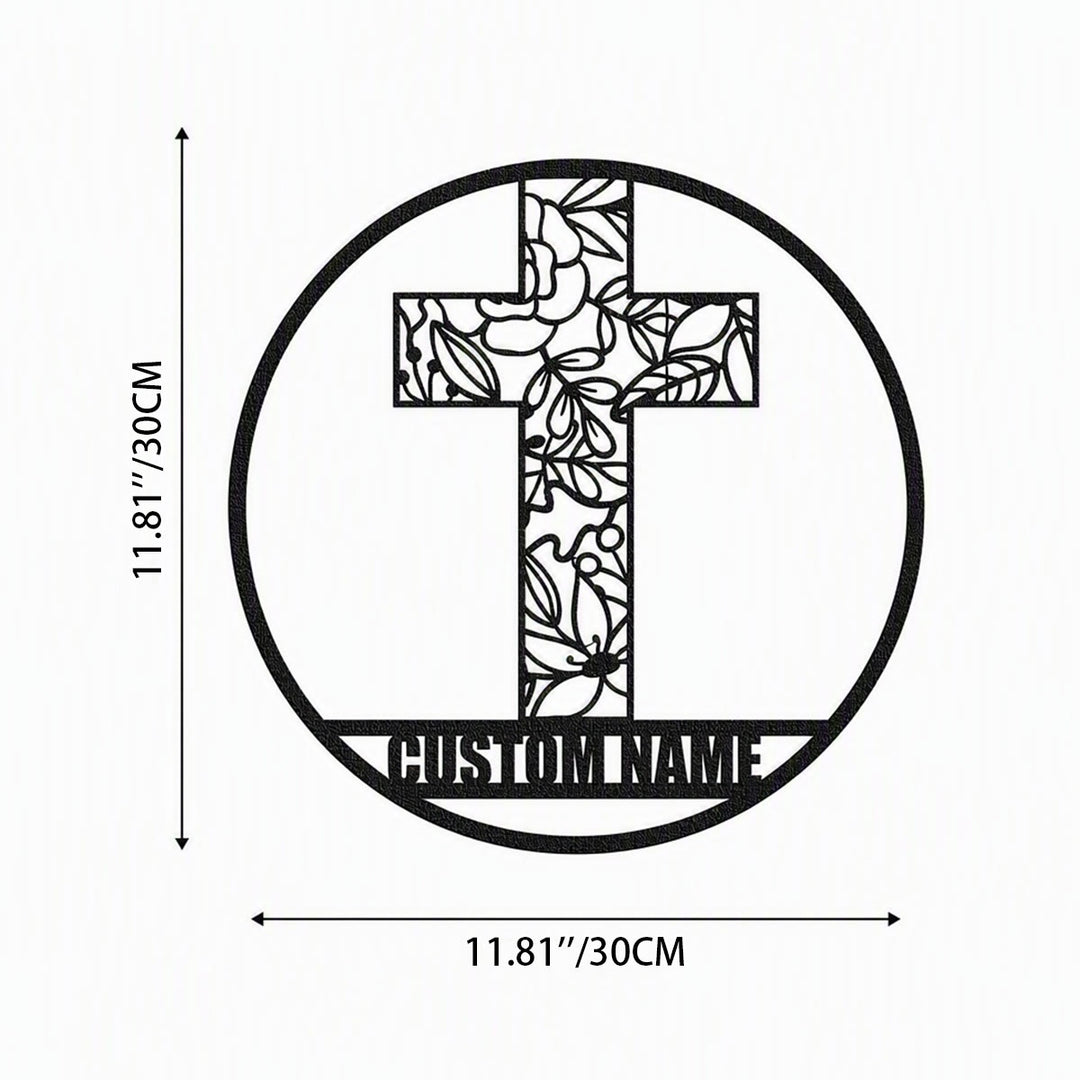 Christianartworkshop Laser Cut Floral Cross Personalized Metal Wall Decor: Token of Peace and New Life - 11.81''*11.81''*0.04"/30cm*30cm*0.1cm - image 6