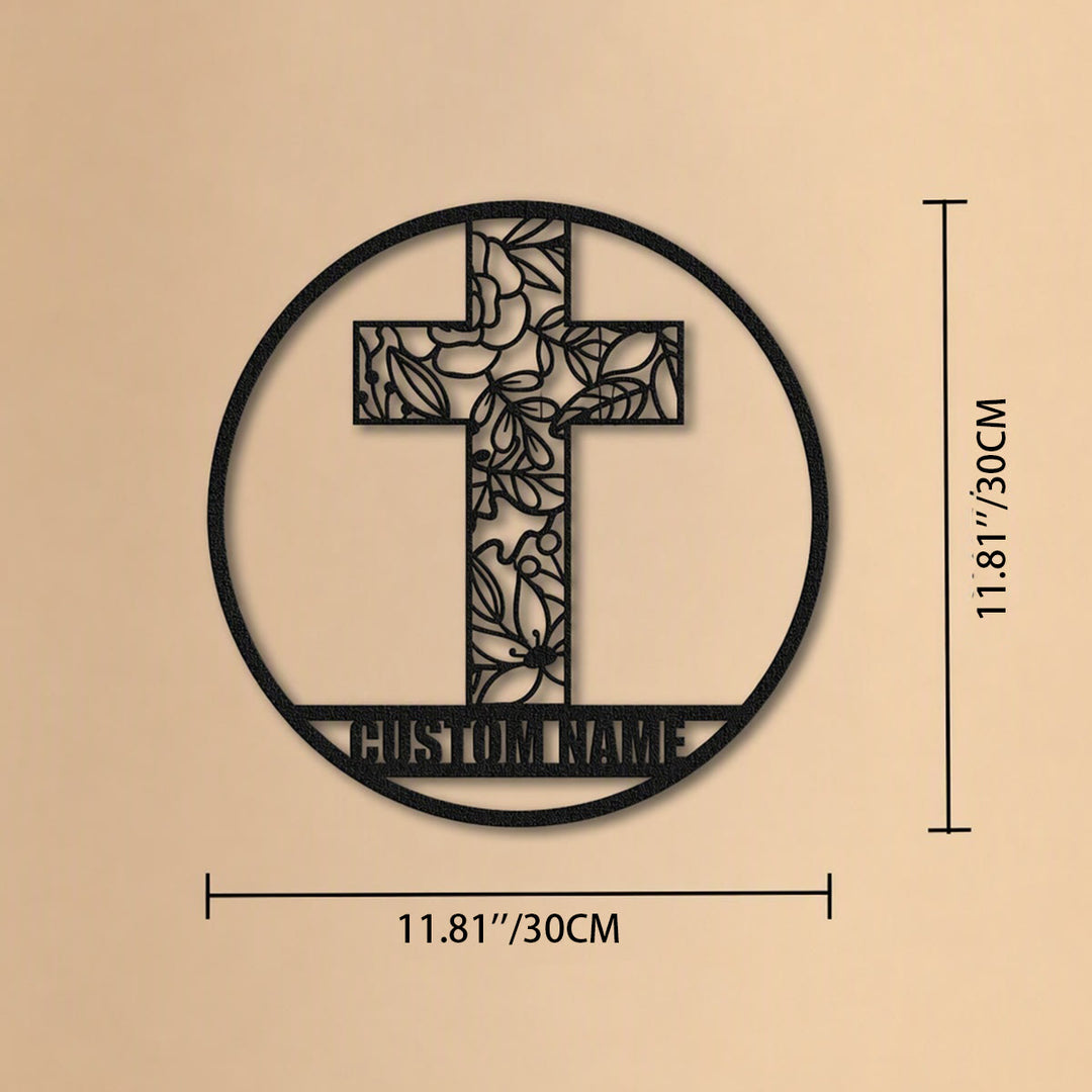 Christianartworkshop Laser Cut Floral Cross Personalized Metal Wall Decor: Token of Peace and New Life - image 7