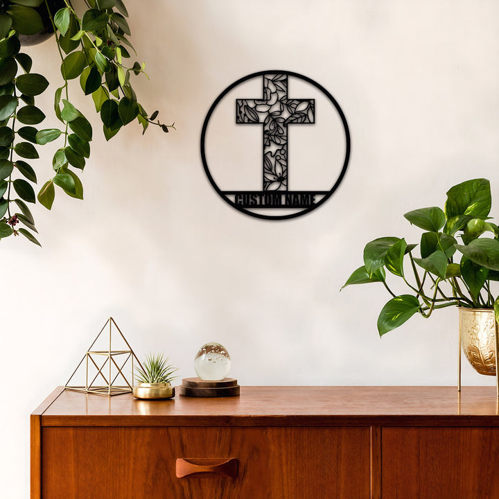 Christianartworkshop Laser Cut Floral Cross Personalized Metal Wall Decor: Token of Peace and New Life - image 2