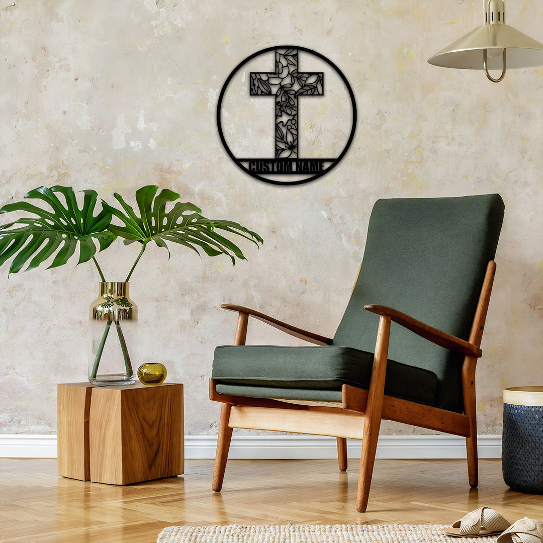Christianartworkshop Laser Cut Floral Cross Personalized Metal Wall Decor: Token of Peace and New Life - image 4
