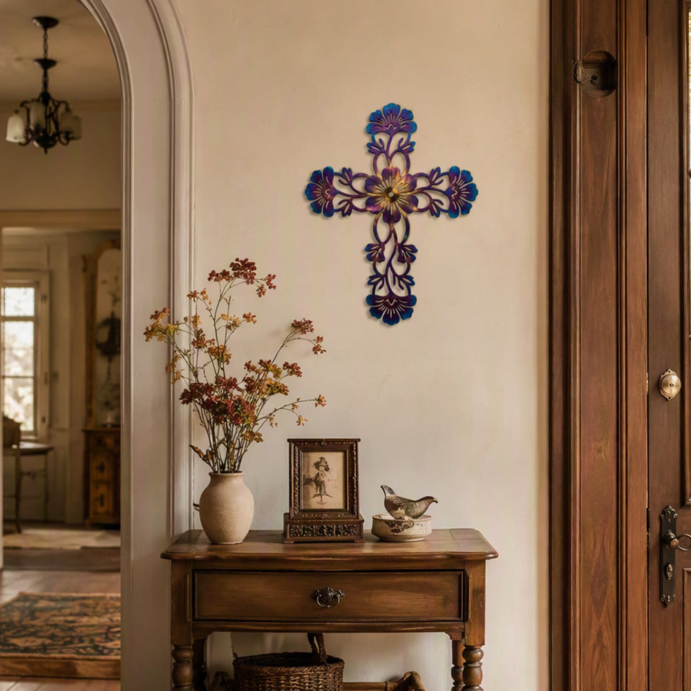 Christianartworkshop Vintage Floral Filigree Cross Metal Wall Sign: Carrier of Warm Quiet Blessings - image 1