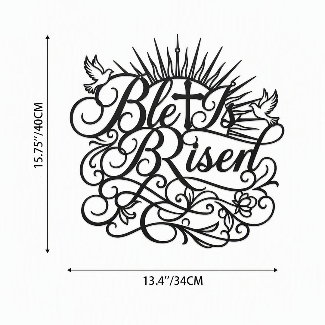 Christianartworkshop He Is Risen Script Metal Wall Sign: Emblem of Timeless Resurrection Hope - 15.75''*13.35''*0.04''/40cm*33.9cm*0.1cm - image 6